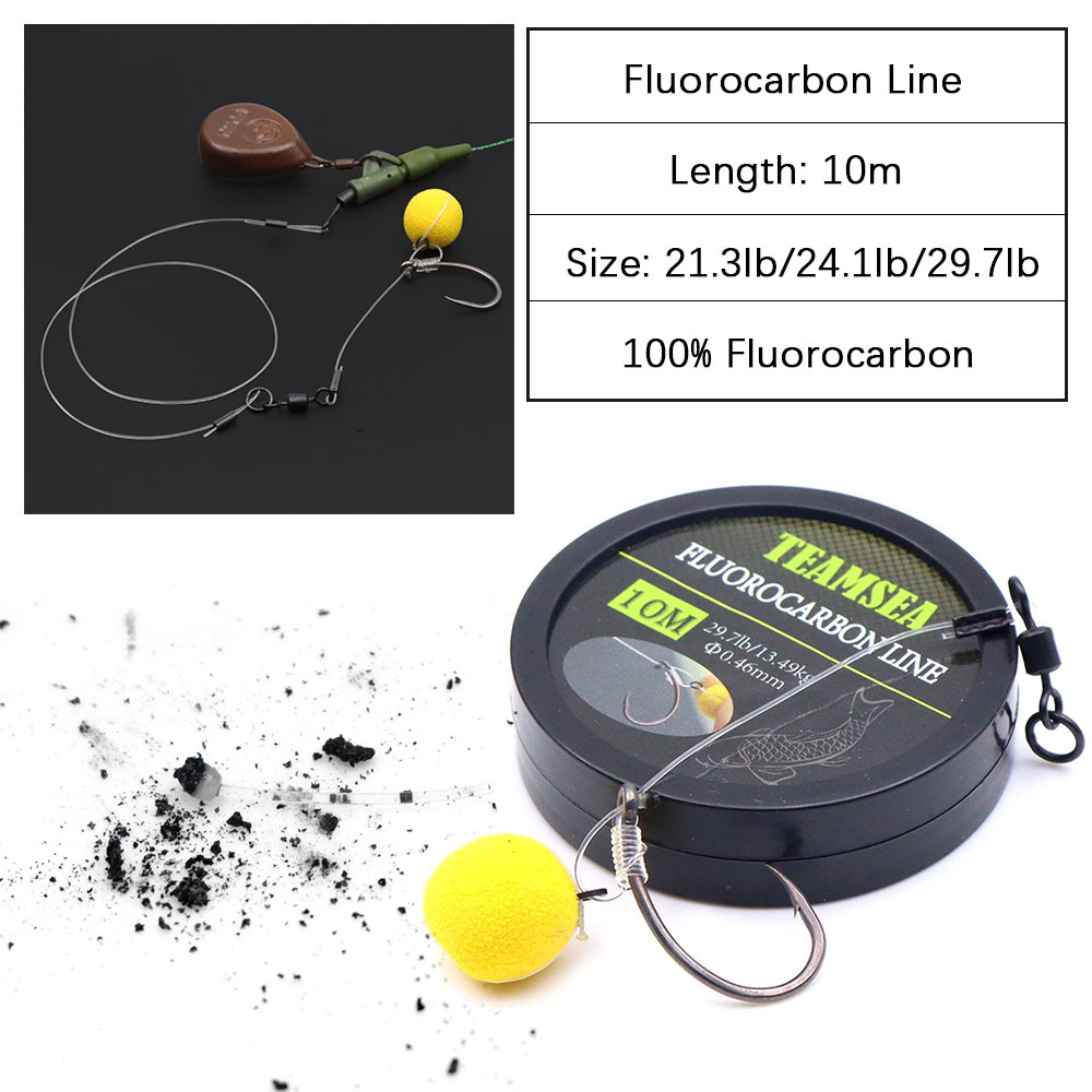 Fluorocarbon Line - 10m Fluorocarbon-beschichtete Karpfenschnur, supersteife Kohlefaser-Chod-Rig-Hooklink für